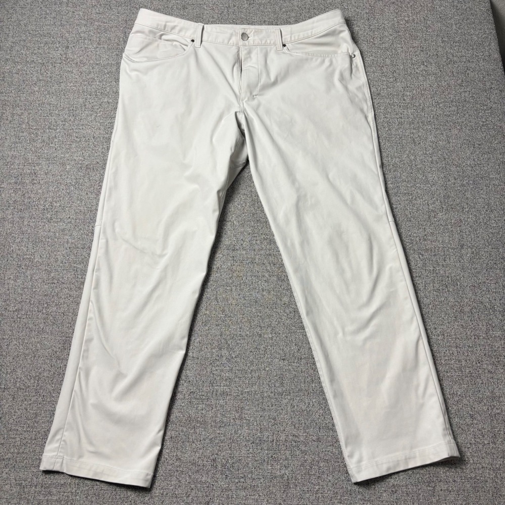 Lululemon Pants Mens 36 ABC Pant Classic-Fit Off White Warpstreme 5-Pocket 36x30